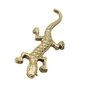Salamander Brooch Newt Lizard Reptile Skink Figural Gold Tone Safety Closure